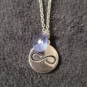SILVER INFINITY SYMBOL EUC W/BLUE BEAD NECKLACE